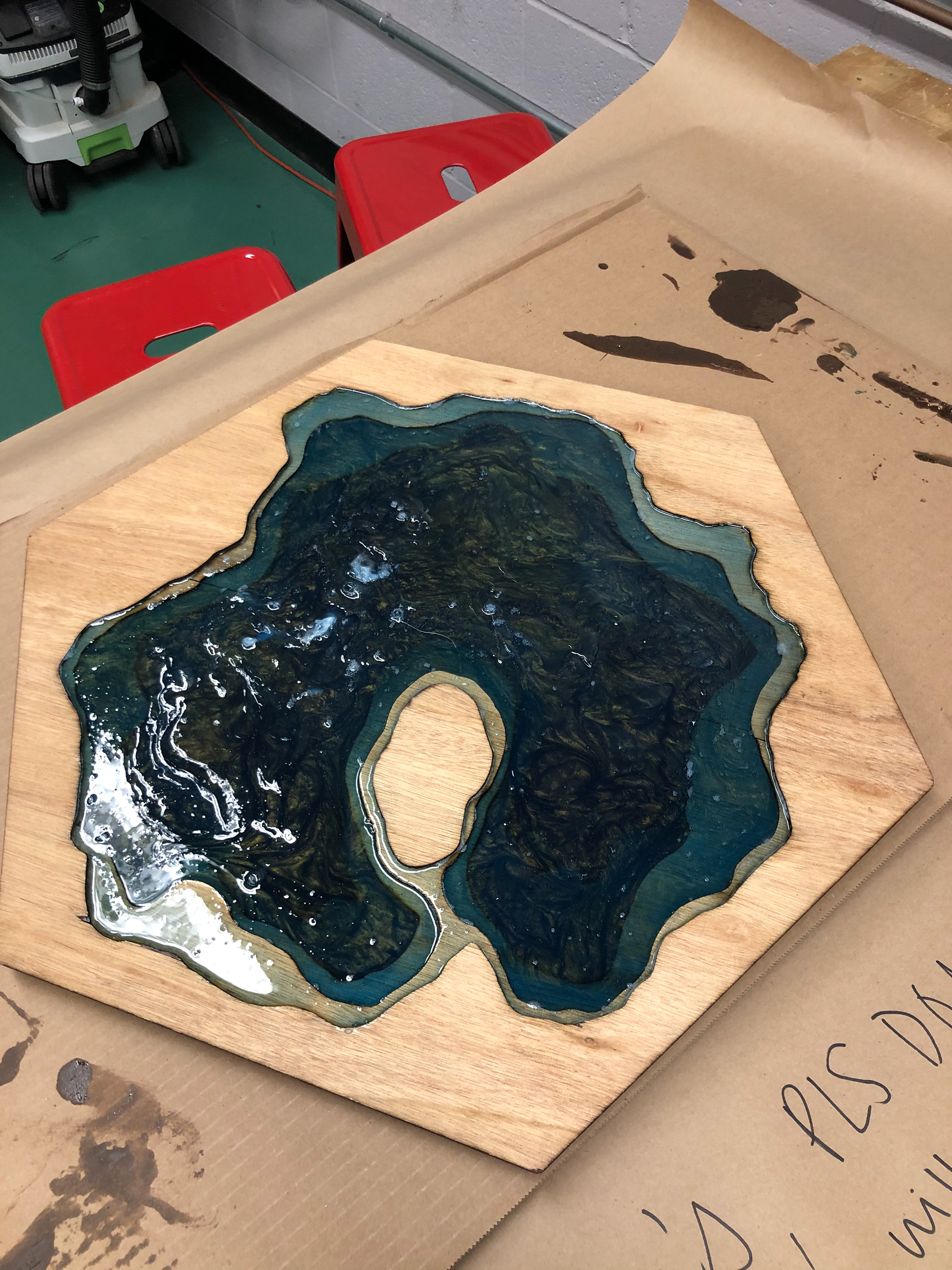 7 Layer Laser Cut Plywood Stack-up with Poured Resin