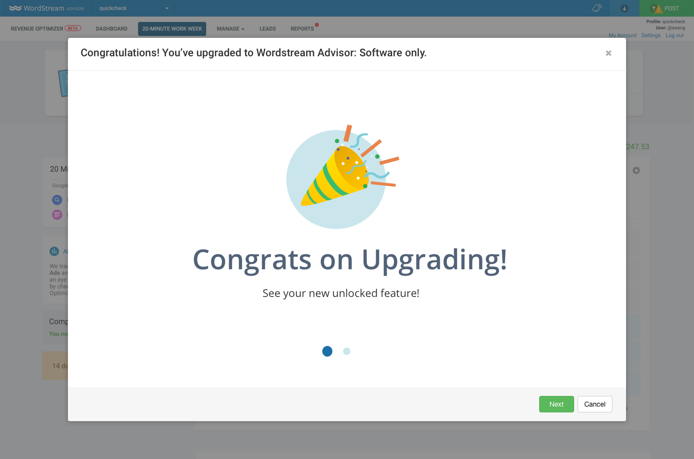 Upgrade Confirmation